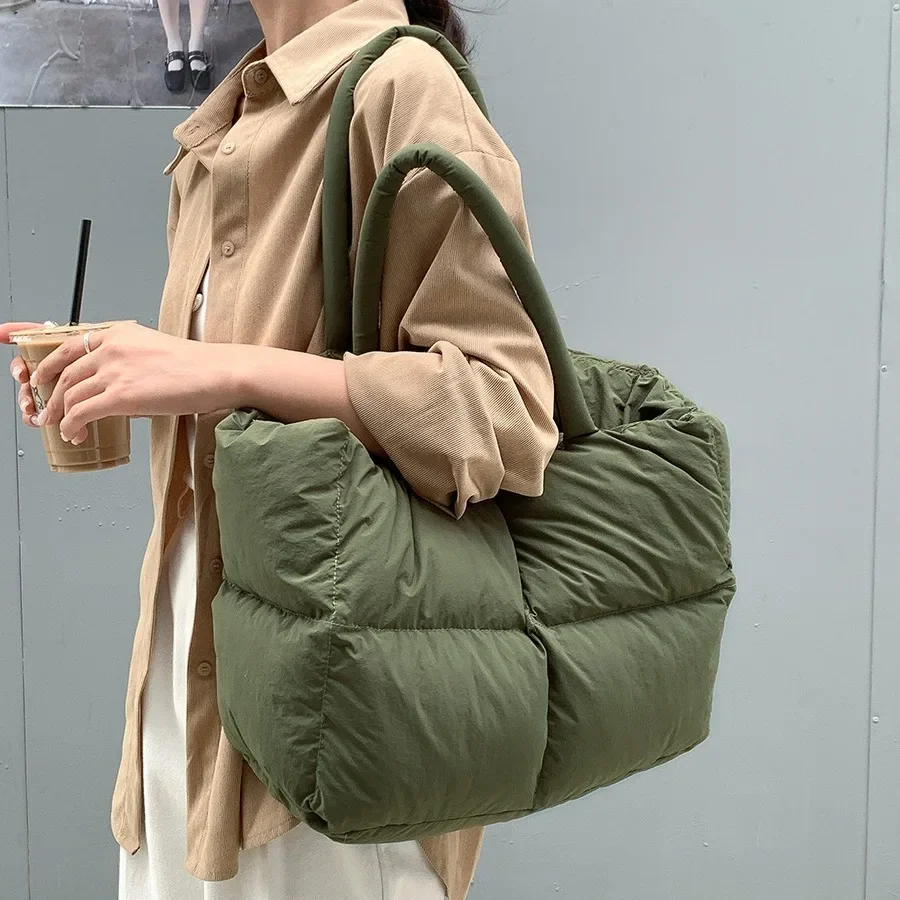 Luxury Bags Tote - 코튼 패딩 토트 대형 퀼트 여성