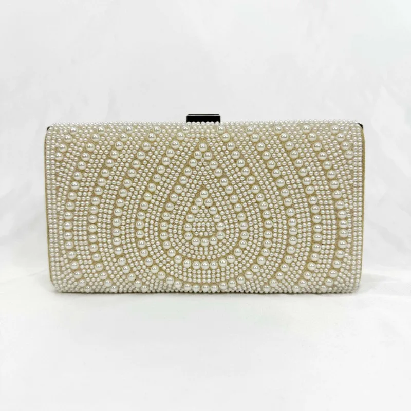 Luxury Bags White - 럭셔리 화이트 진주 클러치 백, 우아한