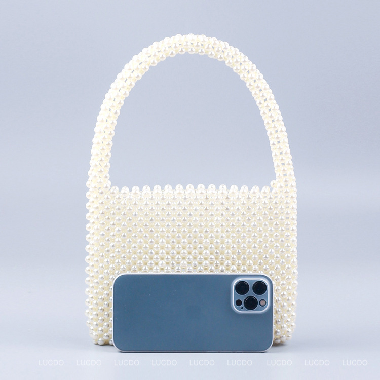 빈티지 구슬 토트 백 여성 디자이너 ABS 진주 가방  - Luxury Bags White 리뷰 및 가격