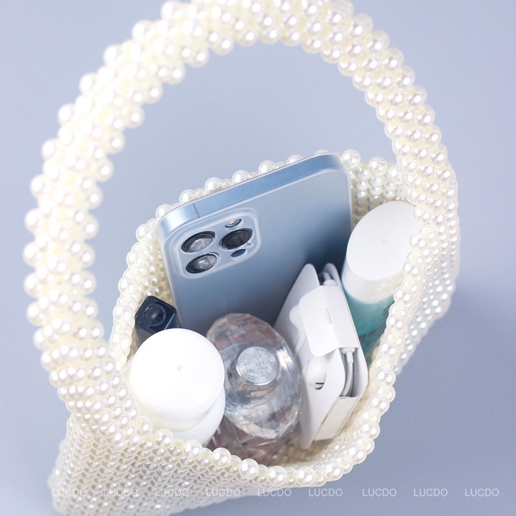 빈티지 구슬 토트 백 여성 디자이너 ABS 진주 가방  - Luxury Bags White 리뷰 및 가격
