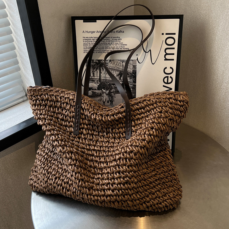 밀짚 짠 토트 백 캐주얼 대형 럭셔리 디자인 용량 핸드 - Luxury Bags Vendor 리뷰 및 가격