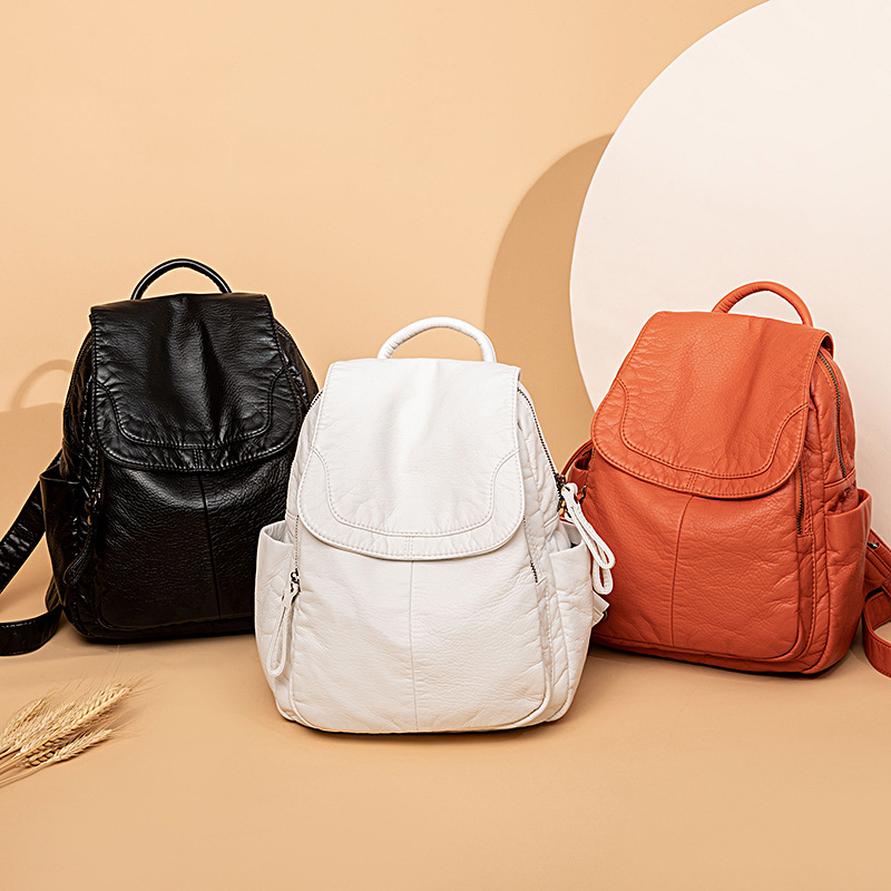 여성용 배낭 화이트 워싱 가죽 배낭, 십대 소녀용 소형 - Luxury Bags White 리뷰 및 가격