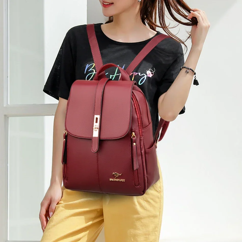 여성 가죽 대용량 배낭 여자를위한 고품질 빈티지 학교  - Luxury Bags For School 리뷰 및 가격