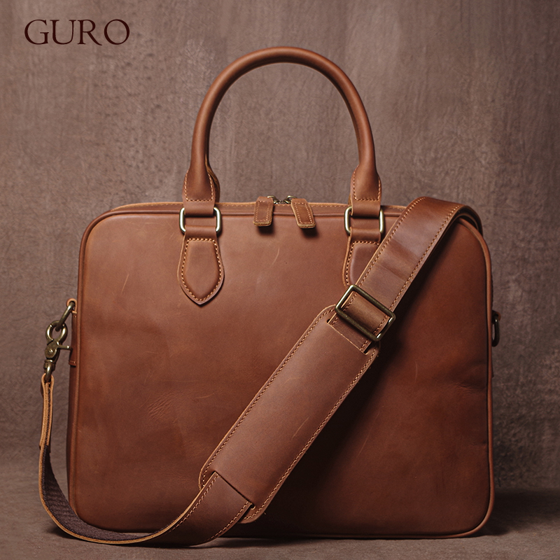 GURO 남자 크레이지 호스 소 가죽 서류 가방 럭셔리 - Luxury Bags Tote 리뷰 및 가격
