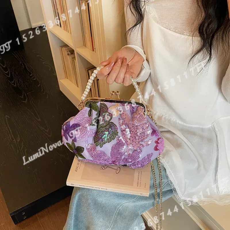 꽃 모양 스팽글 자수 진주 클러치 백, 명품 스타일 체 - Luxury Bags For Men 리뷰 및 가격