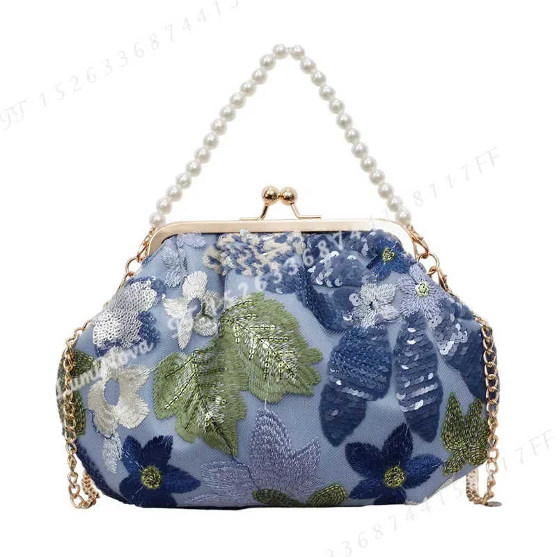 꽃 모양 스팽글 자수 진주 클러치 백, 명품 스타일 체 - Luxury Bags For Men 리뷰 및 가격